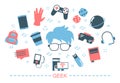 Geek concept. Idea of nerd character and computer game Royalty Free Stock Photo