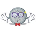 Geek Ethereum coin character cartoon