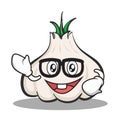 Geek face garlic cartoon character