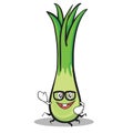 Geek face leek character cartoon