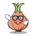 Geek face onion character cartoon