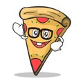 Geek face pizza character cartoon