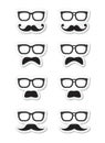 Geek glasses and moustache or mustache labels