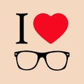 Geek Glasses. Print I love sunglasses illustration.