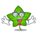 Geek green ivy leaf on character cartoon