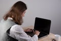 Geek guy is learning new technologies, programming, and computer modeling. Royalty Free Stock Photo