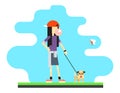 Geek Hipster Girl Lifestyle Dog Bird Sky Royalty Free Stock Photo