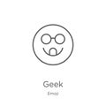 geek icon vector from emoji collection. Thin line geek outline icon vector illustration. Outline, thin line geek icon for website