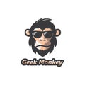 geek monkey vector icon logo illustration