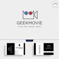 geek movie video entertainment simple line logo template vector illustration icon element