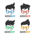 Geek or nerd logo vector set Royalty Free Stock Photo