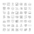 Geek nerds linear icons, signs, symbols vector line illustration set