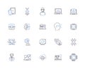 Geek nerds outline icons collection. Geeks, Nerds, Hackers, Gamers, Techies, Programmers, Computer-Enthusiasts vector