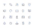 Geek nerds outline icons collection. Geeks, Nerds, Hackers, Gamers, Techies, Programmers, Computer-Enthusiasts vector