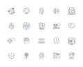 Geek nerds outline icons collection. Geeks, Nerds, Hackers, Gamers, Techies, Programmers, Computer-Enthusiasts vector