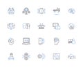 Geek nerds outline icons collection. Geeks, Nerds, Hackers, Gamers, Techies, Programmers, Computer-Enthusiasts vector