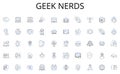 Geek nerds line icons collection. Job, Career, Employment, Labor, Profession, Trade, Business vector and linear