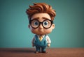 Geeky Cartoon Figure with Tie and Glasses