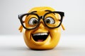 Geeky emoticon in 3D on white