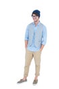 Geeky hipster with hands in pocket Royalty Free Stock Photo