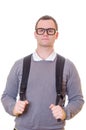 Geeky man with backpack