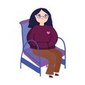 geeky woman sitting