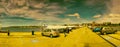 Geelong, Australia - September 8, 2018: Cunningham Pier and car parking on a beautiful sunny day, panoramic view