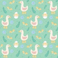 Geese and chicks spring pattern
