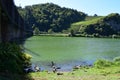 geese colony in Bullay, DoppestockbrÃÂ¼cke and steep vineyards on the Alf side