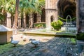 Courtyard of Cathedral of the Holy Cross and Saint Eulalia in Gothic quarter, Barcelona, Spain Royalty Free Stock Photo