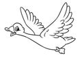 Geese funny birds fly cartoon coloring page Royalty Free Stock Photo