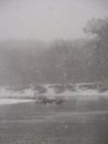 Snowstorm Kishwaukee River Royalty Free Stock Photo