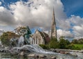 Gefion Fountain and Saint Albans church landscape, Copenhagen, Denmark Royalty Free Stock Photo
