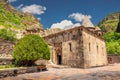 Geghard Monastery and Church in Armenia is an important tourist and religious pilgrimage point in Kotayk province