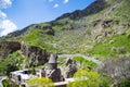 Geghard Monastic Complex and suburbs, top view, spring