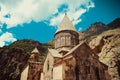 Geghardavank or Geghard monastic complex is Orthodox Christian monastery located in Kotayk Province, Armenia. Armenian architectur Royalty Free Stock Photo