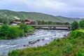 GEILO, NORWAY: Small river flowing through the city of Geilo, Norway