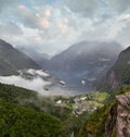 Geiranger Fjord from Dalsnibba mount, Norge Royalty Free Stock Photo