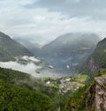 Geiranger Fjord from Dalsnibba mount, Norge Royalty Free Stock Photo