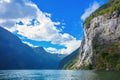 Geiranger fjord famous waterfalls, accessible only from water. Geirangerfjord, Norway.