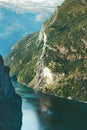 Geiranger fjord mountains Landscape in Norway Royalty Free Stock Photo