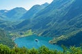 Geiranger fjord sea view, Norway. Mountain natural picturesque landscape