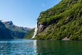 Geiranger fjord, Waterfall Seven Sisters. Beautiful nature Norway natural landscape Royalty Free Stock Photo