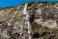 Geiranger fjord, Waterfall Seven Sisters. Beautiful nature Norway natural landscape Royalty Free Stock Photo