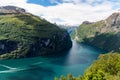 Geiranger fjord, harbor and fjord in More og Romsdal county in Norway famous for his beautiful boattrip through the fjord