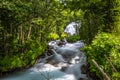 Geiranger - July 30, 2018: Little river stream in camping site in Geiranger, Norway Royalty Free Stock Photo