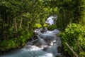 Geiranger - July 30, 2018: Little river stream in camping site in Geiranger, Norway Royalty Free Stock Photo