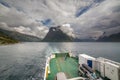 Geiranger, Norway - June 12, 2016: couple in love on a ship going along the Norwegian fjords Royalty Free Stock Photo