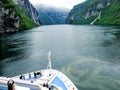 Cruise ship Costa Magica of the shipping company Costa Crociere sails the Geirangerfjord in Norway