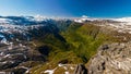 Geiranger valley from Dalsnibba mountain view, More og Romsdal, Norway Royalty Free Stock Photo